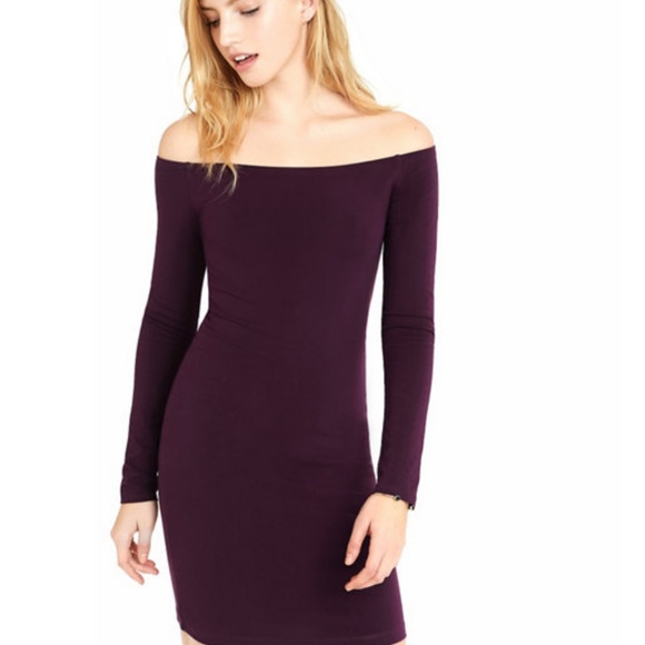 Express Dresses & Skirts - Express Fitted Off Shoulder Fitted Dress Size XS